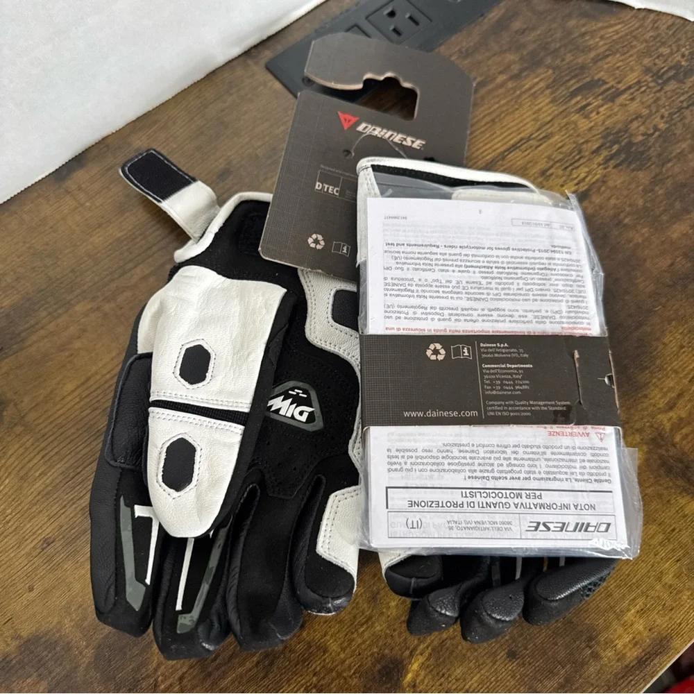 Dainese Leather Motorcycle Gloves Black/White MIG C2 Unisex Gloves Size S NEW - Picture 5 of 6